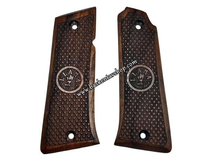 Lama 9mm Lazer İşleme Ahşap Tabanca Kabzesi-av14794