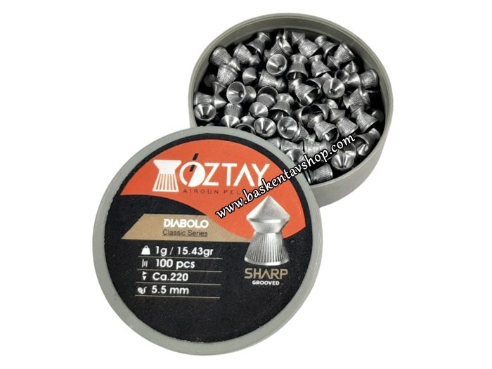 Öztay Sharp 5,5 mm Havalı Tüfek Saçması (15.43 Grain-100 Adet)-av14894