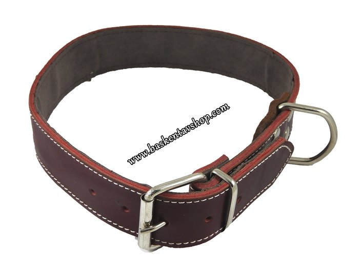 4 cm Vijital Yağlı Deri Köpek Tasması Bordo-av13812