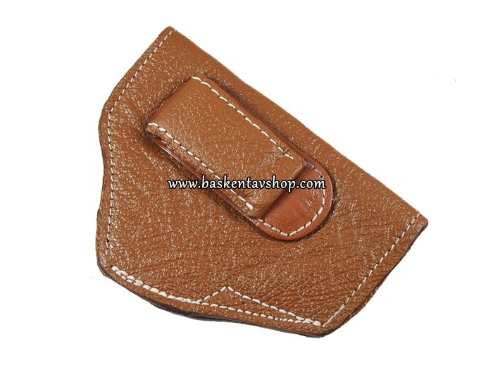 Maşalı 9mm Compact Deri Tabanca Kılıfı Kahverengi-av14034