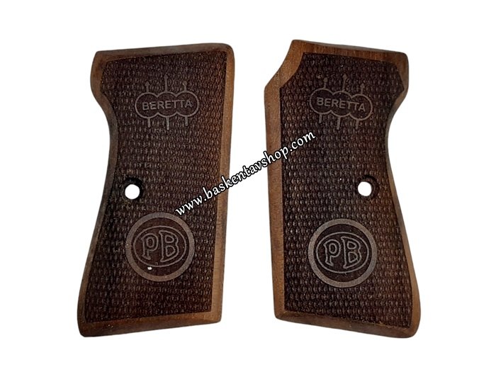 51 Beretta 7.65mm Lazer İşleme Ahşap Tabanca Kabzesi-av14796