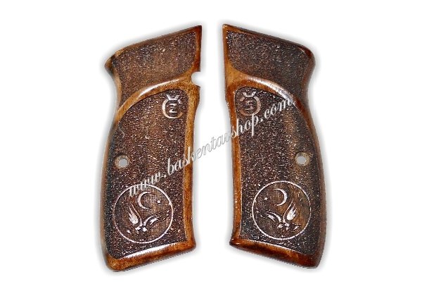 CZ-75 Lazer İşleme Ahşap Tabanca Kabzesi-av10348