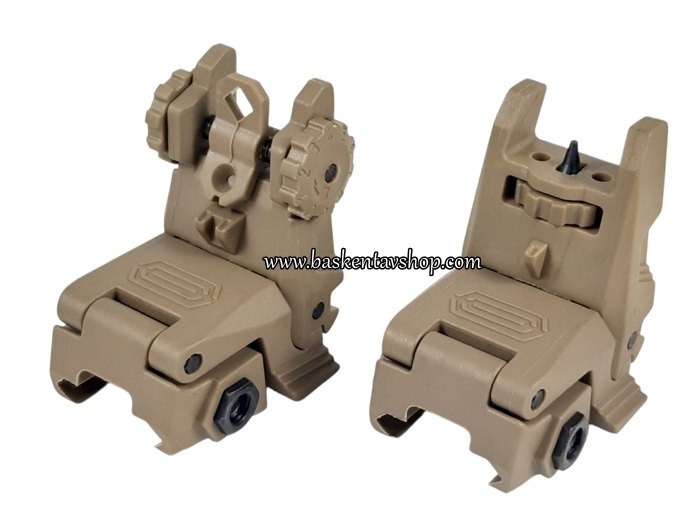 22 mm Picatinny Raya Takılan Çöl Renk Tactical Katlanır Gez ve Arpacık Seti-av15106