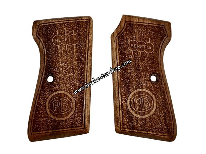 51 Beretta 7.65mm Lazer İşleme Ahşap Tabanca Kabzesi-av14792