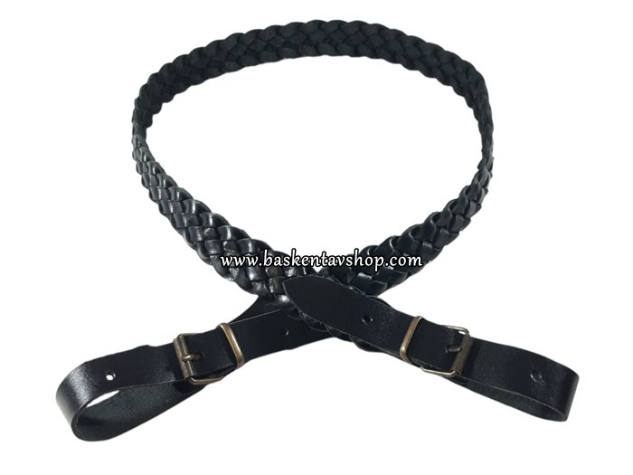 Siyah Deri Örgü 3x90cm Tüfek Askı Kayışı-av14808