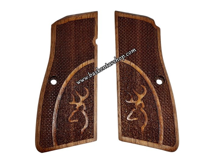 Browning-Zig14-Girsan14 Lazer İşleme Ahşap Tabanca Kabzesi-av14788