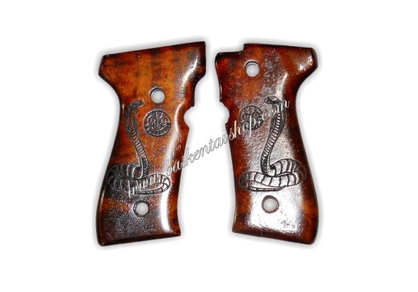 F92 Beretta Lazer İşleme Ahşap Tabanca Kabzesi-av10301