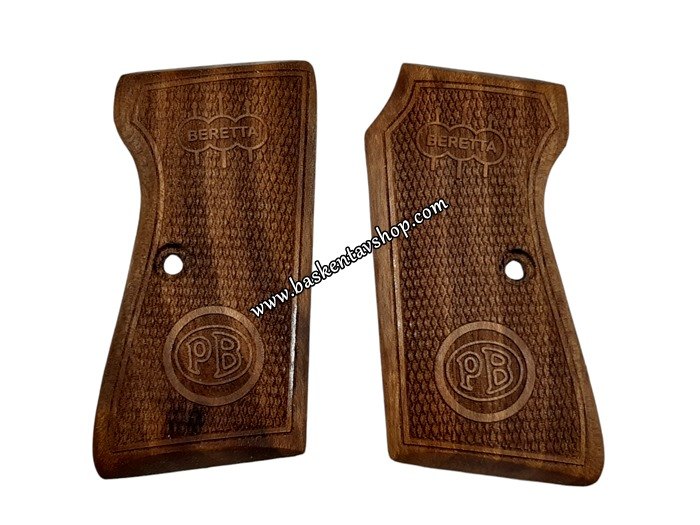 51 Beretta 7.65mm Lazer İşleme Ahşap Tabanca Kabzesi-av14786