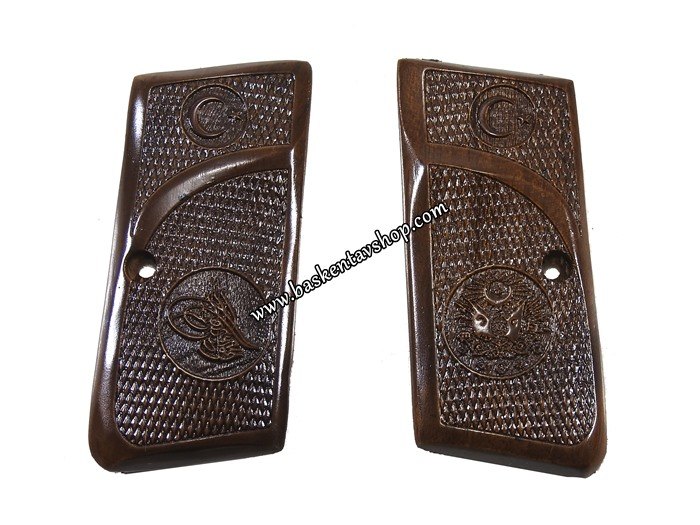 Kısa Belçika Browning 7.65 Lazer İşleme Ahşap Tabanca Kabzesi-av13230