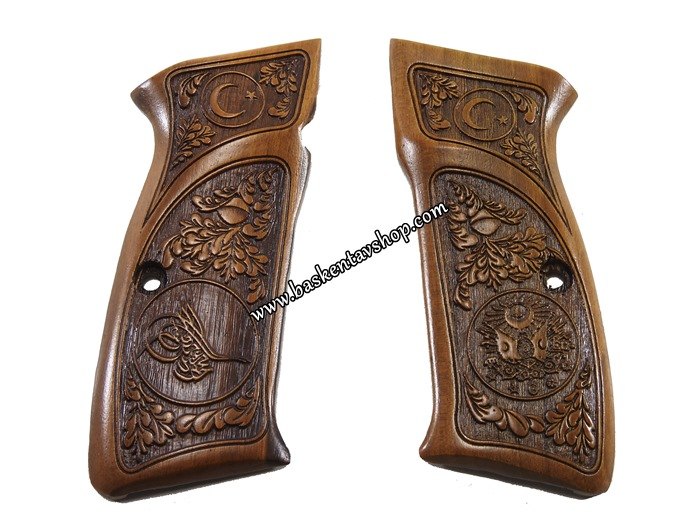 CZ75 Lazer İşleme Ahşap Tabanca Kabzesi-av13243